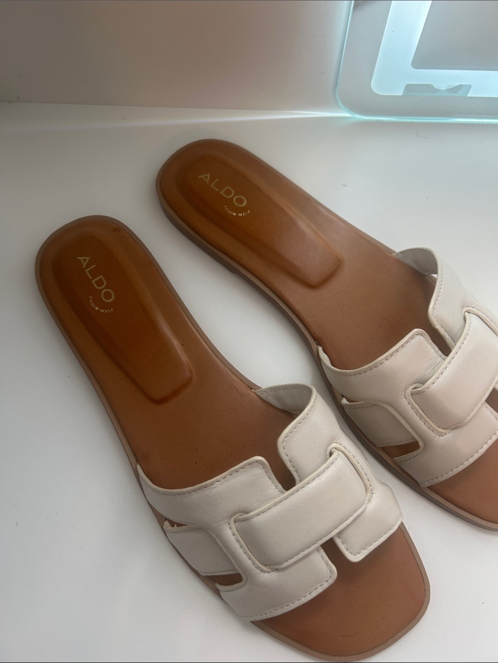 Aldo Women's Cream Open-Toe Slide Sandals